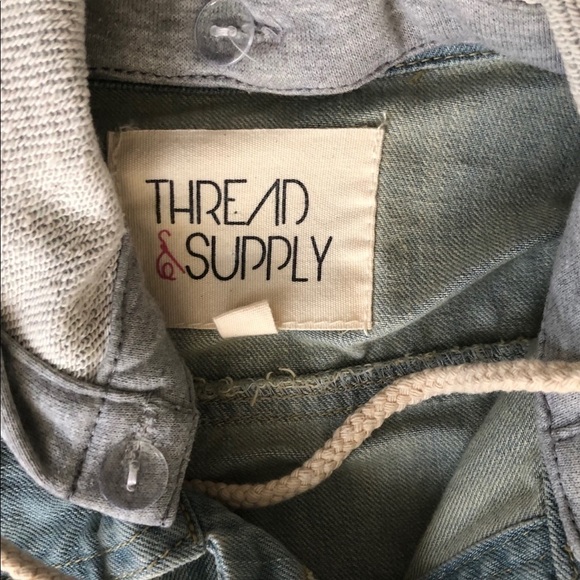 Light Denim Jacket w/Plaid Sleeves - Picture 4 of 4